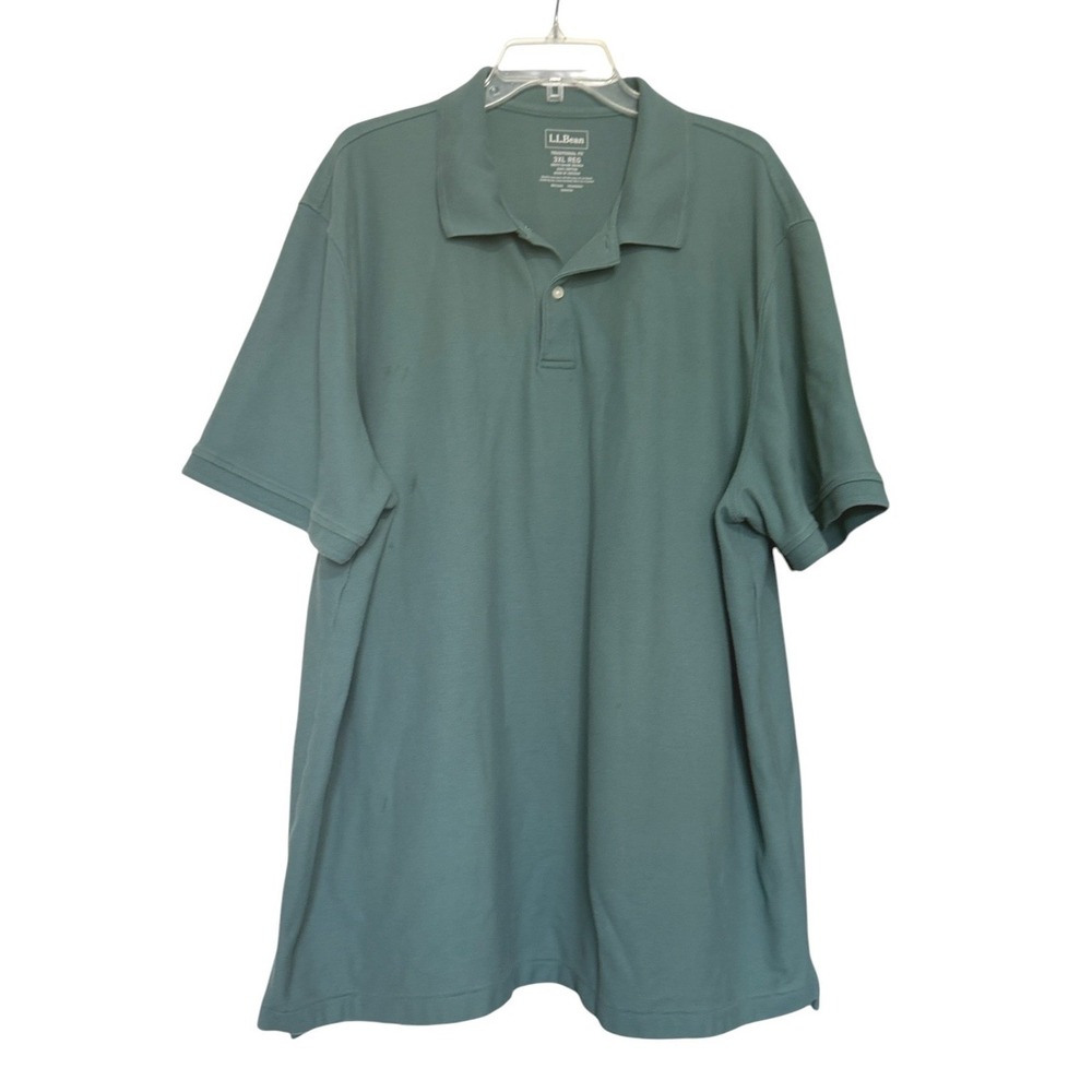 LL Bean Mens 3XL Polo Shirt Sage Green Traditional Fit Cotton Pique Golf